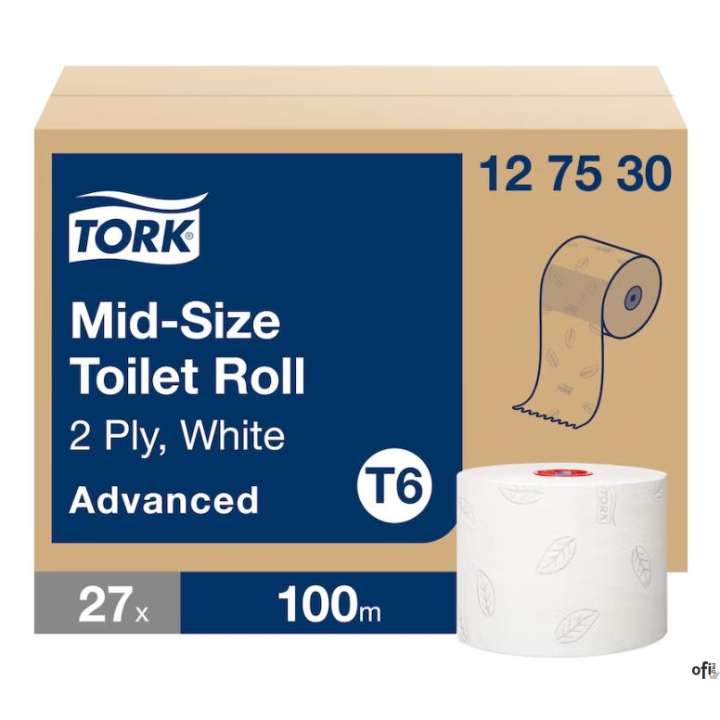 OpisPapier toaletowy Tork Advanced compact, 2 warstwy, kolor biały, celuloza z makulaturą, 100m. 27szt/op, system T6Numer artyku