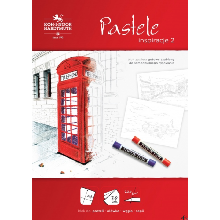 Blok rysunkowy 2 PASTELE A4 20 arkuszy 220g BLO-INPAA2-00505 KOH-I-NOOR