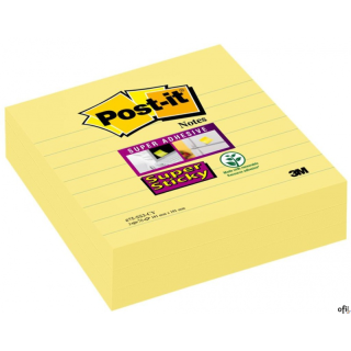 Karteczki samoprzylepne POST-IT Super Sticky XL w linię (675-SS3-CY), 101x10, 1mm, 3x70 kart., żółte