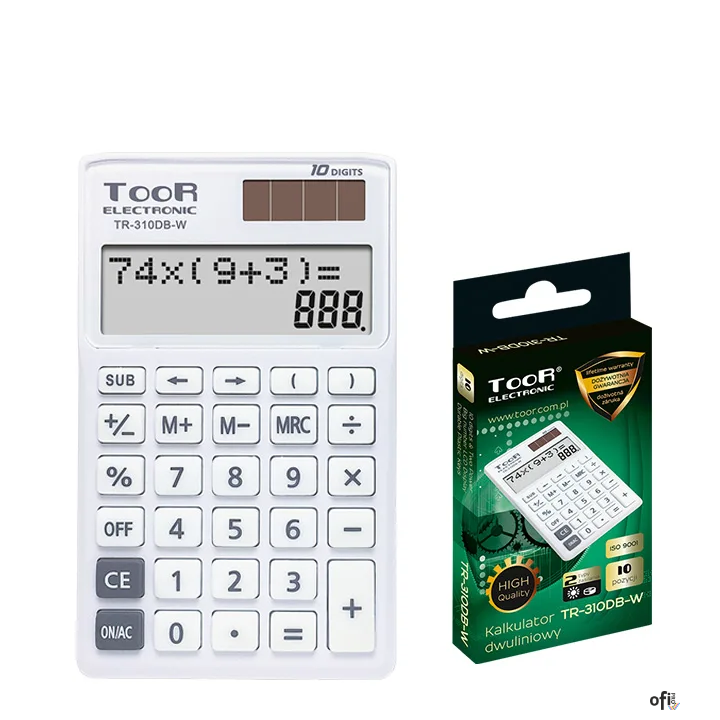 Kalkulator dwuliniowy TOOR TR-310DB-W 10-pozycyjny 120-1904 (X)