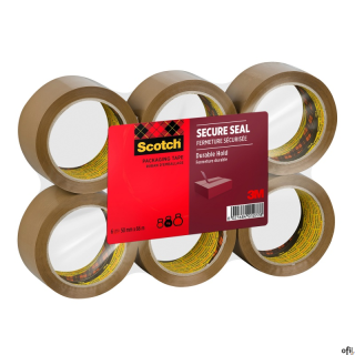 taśma pakowa Scotch® Secure Seal charakteryzuje się bezpiecznym i trwałym klejem, który mocno trzyma i chroni paczki podczas tra