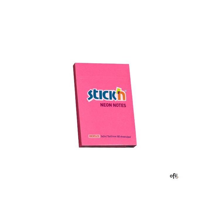 Bloczek STICKN 76x51mm ciemnoróżowy neon 100k 21161 STICKN