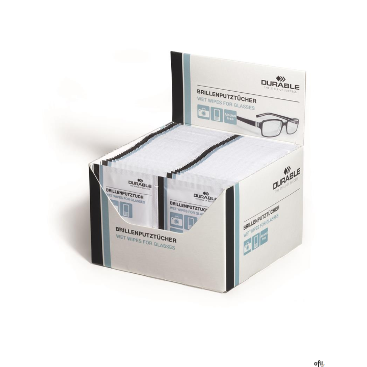 Chusteczki do czyszczenia okularów DURABLE (585302) 100szt (50x2szt)