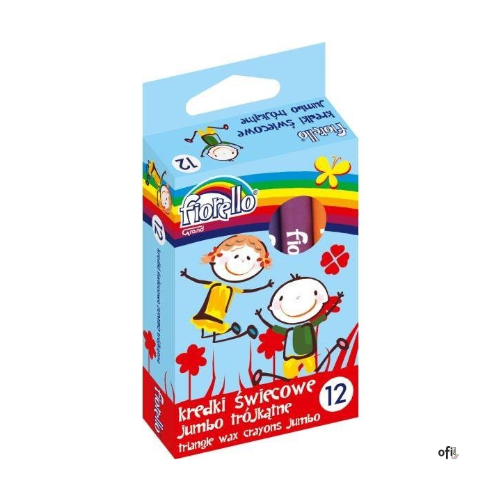 Kredki FIORELLO świecowe trójkątne 12 kolorów JUMBO 170-2209