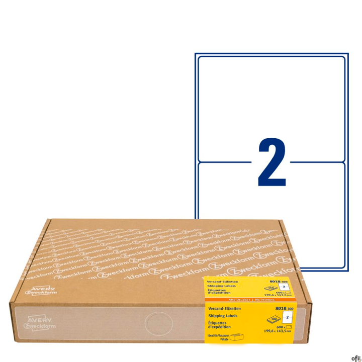 Etykiety wysyłkowe 8018-300 199,6x143,5 300 ark. Avery Zweckform