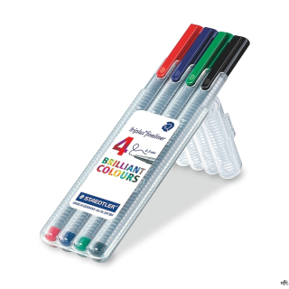 Cienkopis triplus, trójkątny, 0.3 mm, 4 kol. w etui box, Staedtler S 334 SB4