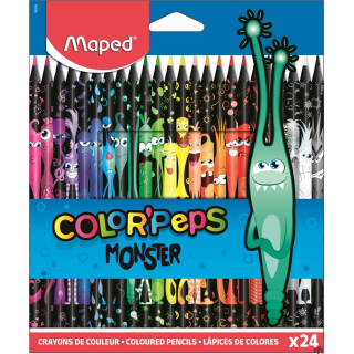 Kredki w czarnej ob. trójkątne 24 szt. COLORPEPS MONSTER 862624  MAPED