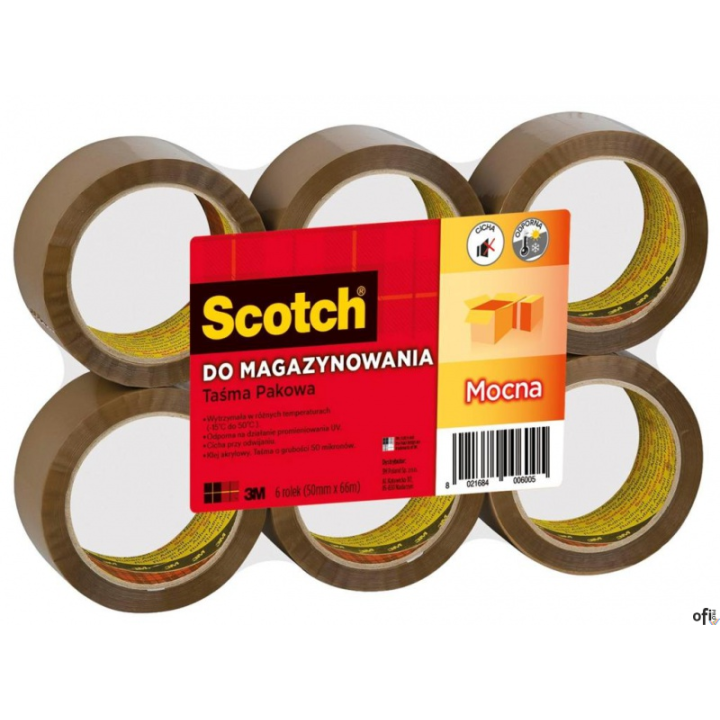 Taśma pakowa SCOTCH (309 BRW), MOCNA, akrylowa, cicha, 50mm, 66m, brązowa UU010249330 3M-UU010249330