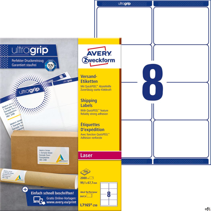 Etykiety wysyłkowe L7165-250 99,1 x 67,7 250ark Avery Zweckform