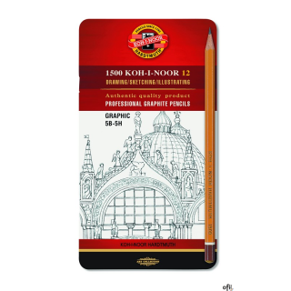 Ołówek Grafitowy 1502/III GRAPHIC 5B-5H komplet 12 szt. KOH I NOOR