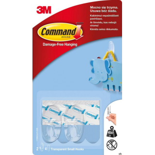 Haki wielokrotnego użytku COMMAND_ (17092CLR PL), małe, 2 szt., transparentne
