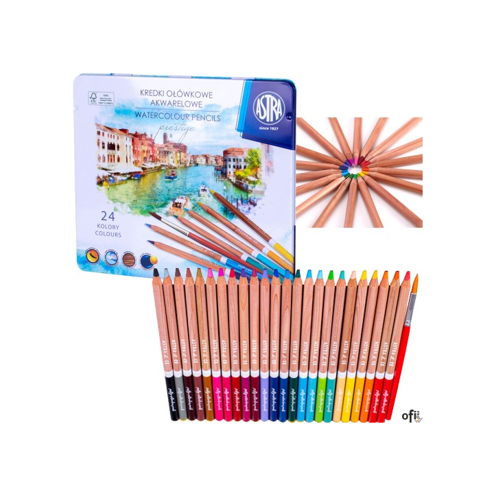 Kredki akwarelowe z drewna cedrowego Astra Prestige  24 kolory, 312121002