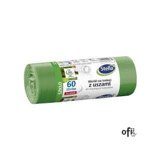 Worki do segregacji SZKŁO zielone z uszami LDPE 35l (20szt.) STELLA 032198