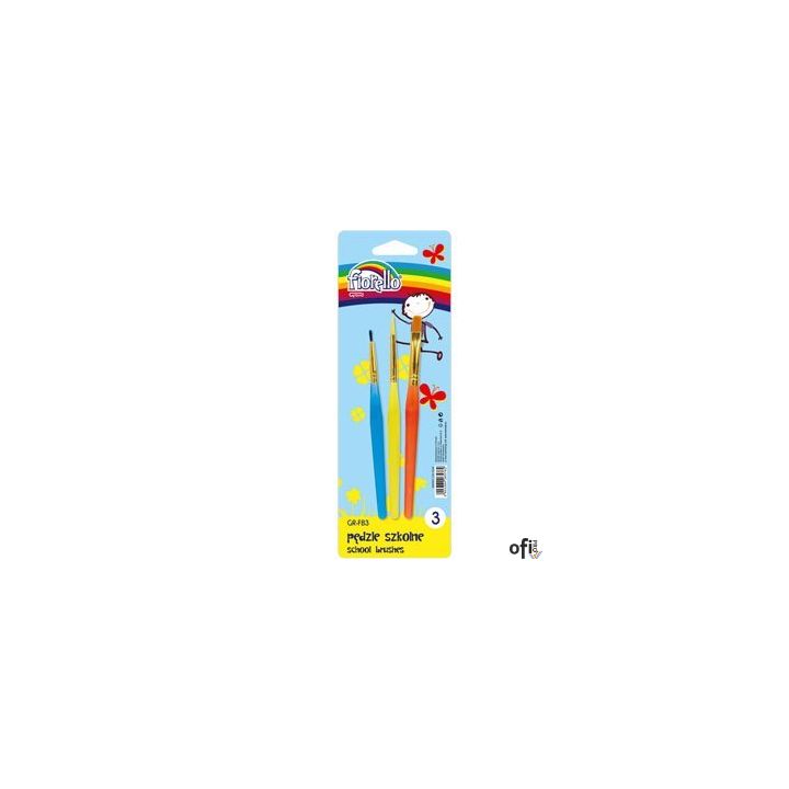 Pędzle szkolne kolorowe GR-FB3 FIORELLO, zestaw trzech pędzli, GRAND 170-2256