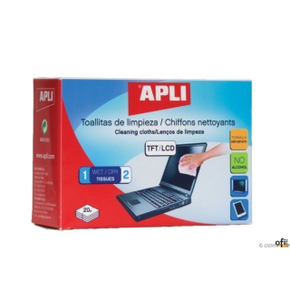 Chusteczki do czyszczenia ekranów APLI (AP11828) 20szt sucha+mokra