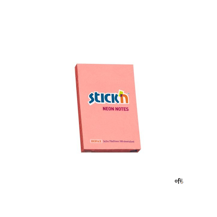 Bloczek STICKN 76x51mm różowy neon 100k 21162 STICKN