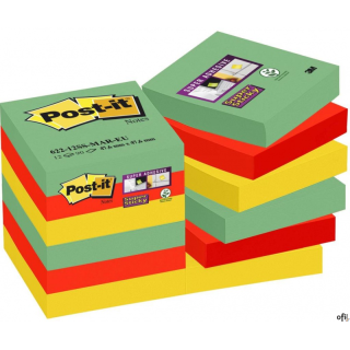 Bloczek samoprzylepny POST-IT_ Super Sticky (622-12SSMAR-EU), 47,6x47,6mm, 12x90 kart., paleta Marrakesz