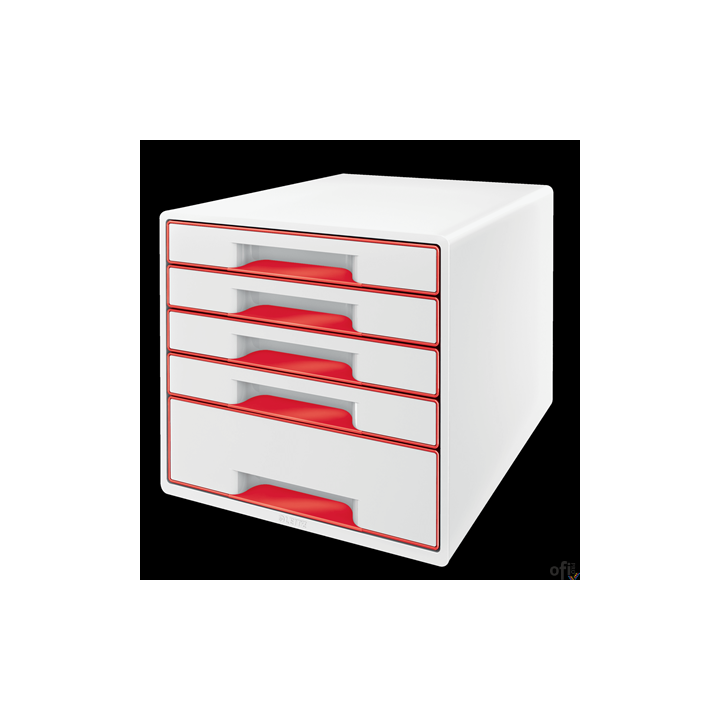 Pojemnik z 5 szufladami Leitz WOW, czerwony 52142026 .