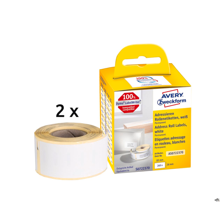 • Etykiety adresowe Avery Zweckform w rolce do drukarek termicznych • Są kompatybilne z: Dymo LabelWriter 300er-, 400er-, 450er-