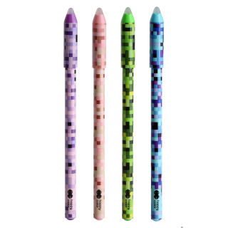 Wymazywalny długopis żelowy (Znikopis) z grafiką nawiązującą do piórników, worków i notesów z kolekcji PIXI. Dzięki unikalnej fo