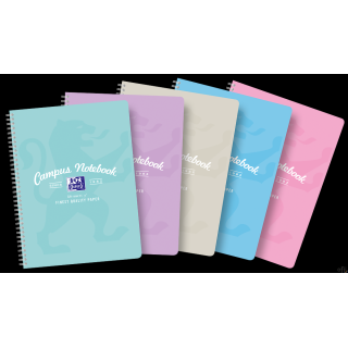 Kołozeszyt OXFORD CAMPUS A4+ 80k 90g pastel kratka z tagami 400160106