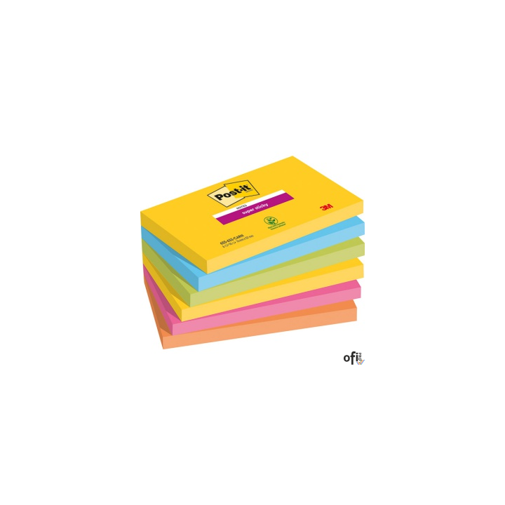 Bloczek samoprzylepny POST-IT Super sticky, 127x76mm, 6x90 kart., CARNIVAL
