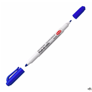 Pisaki 2-stronne do białych tablic TOMA, 2 końcówki cienkie 0,5 i 0,8mm, niebieski TO-270 Toma