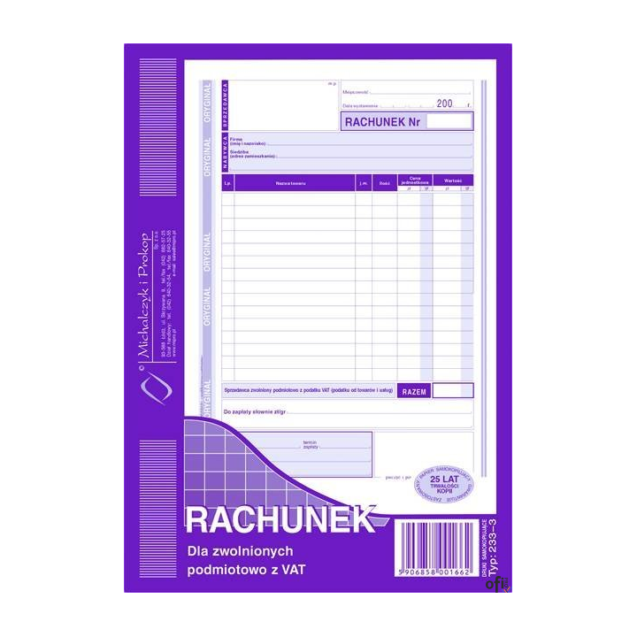 233-3 Rachunek MICHALCZYK&PROKOP A5 (pion) 80 kartek