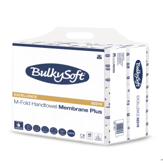 Ręcznik papierowy BulkySoft Premium składany typu M-Fold ULTRA 4 panelowy, 3 warstwy, kolor biały, celuloza, 1800 szt./kart.Nume