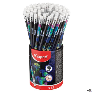 Ołówek z gumką Deepsea HB w kubku 72 szt display Maped 851810