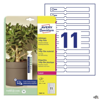 Etykiety pętelkowe do roślin, foliowe, 140_, 160 x 17 mm, 10 ark., Avery Zweckform T3007-10