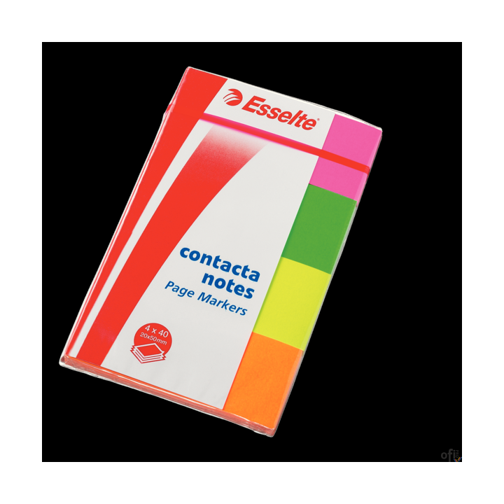 Zakładki samoprzlepne ESSELTE neon (4x50 kartek) 20x50mm 4 kolory 83019