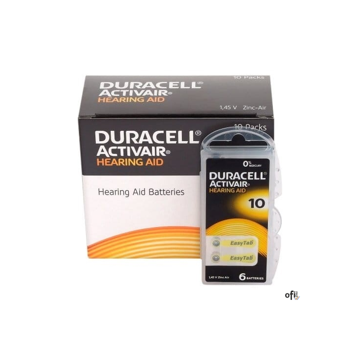 Baterie do aparatów słuchowych (6szt.) DURACELL Activair 10 1.45 V SALE