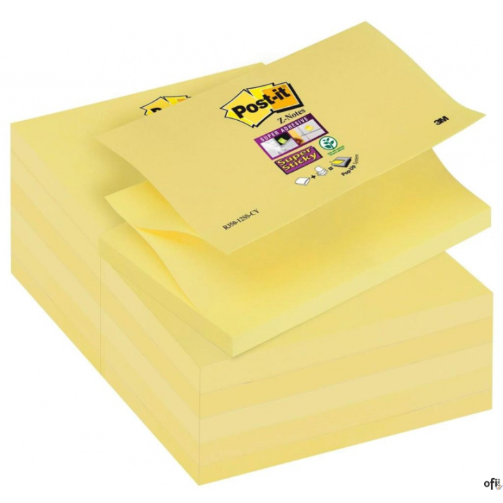 Bloczek samoprzylepny POST-IT_ Super sticky Z-Notes (R350-12SS-CY), 127x76mm, 1x90 kart., żółty