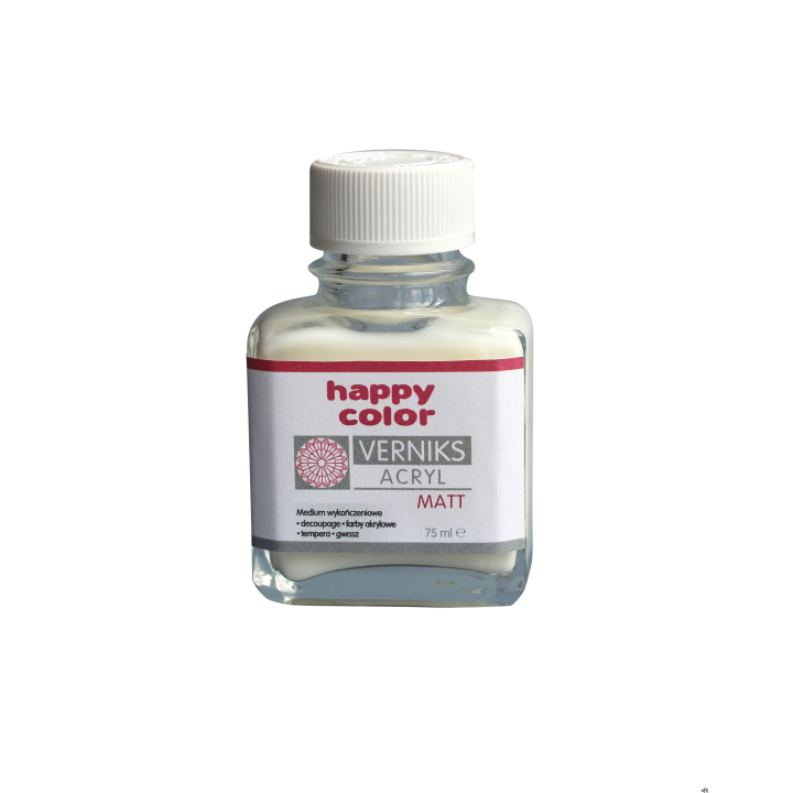 Werniks akrylowy MATT, 75 ml, przezroczysty, Happy Color HA 7380 0075-MA