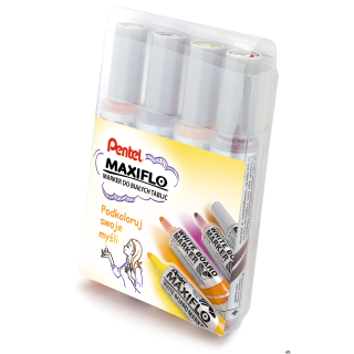 Markery suchościeralne MAXIFLO (4 sztuki) fiolet/brąz/żółty/pomarańcz MWL5M-4W-EFGV PENTEL komplet