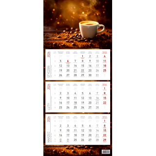Kalendarz trójdzielny ekonomiczny KS045B KAWA 2026 WOKÓŁ NAS