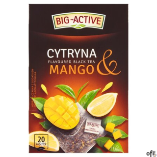 Herbata BIG-ACTIVE Cytryna & Mango 20 torebek/40g z kawałkami owoców czarna