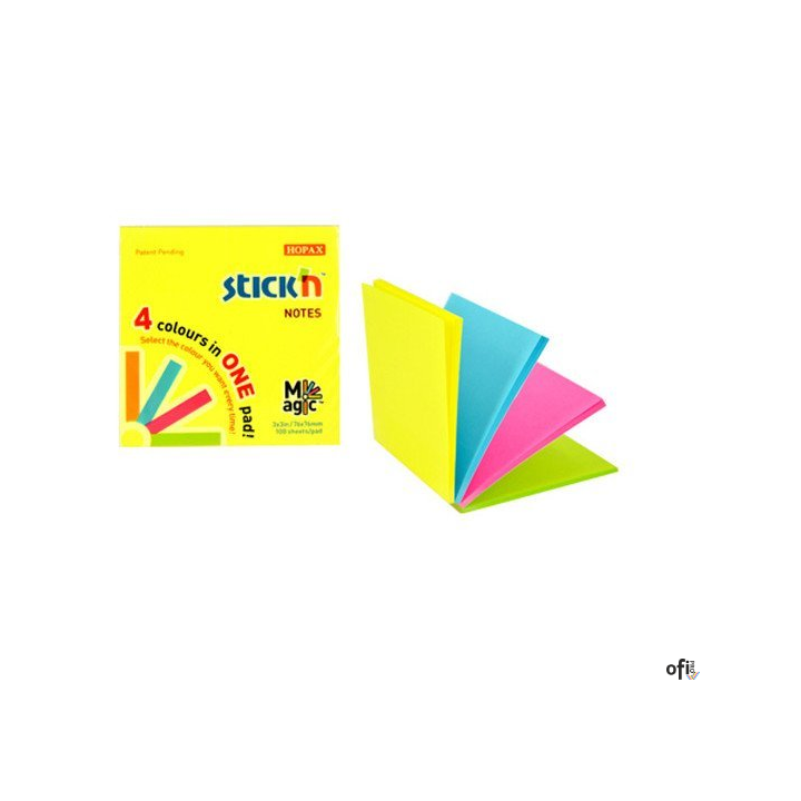 Bloczek STICKN MAGIC PAD 76x76mm neon mix kolorów 21571