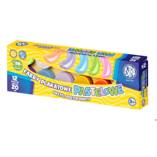 Farby plakatowe pastelowe Astra 12 kolorów - 20 ml, 301118001