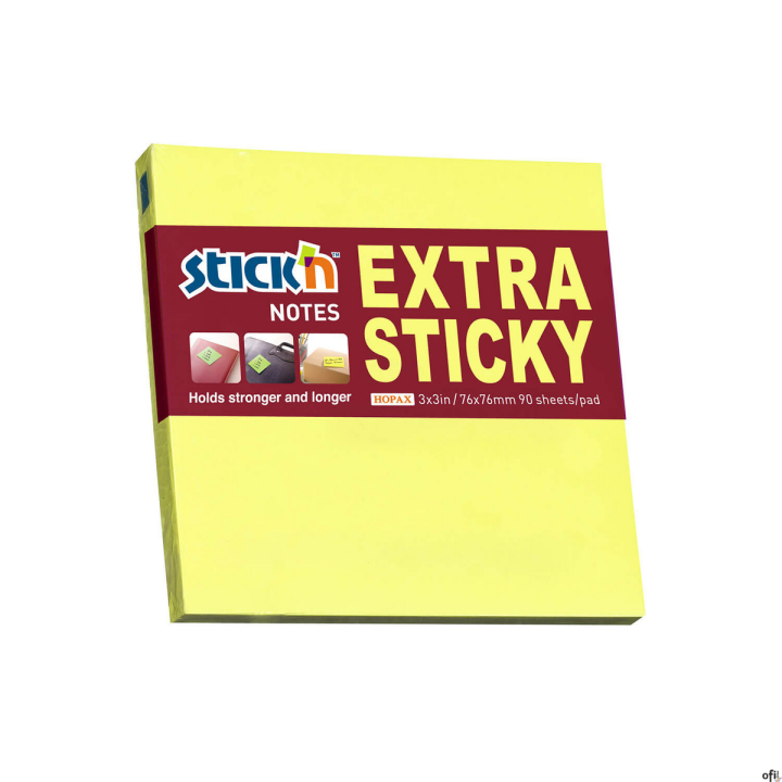 Notes samoprzylepny EXTRA STICKY 76x76 żółty neon 90 kart. 21670 STICK N