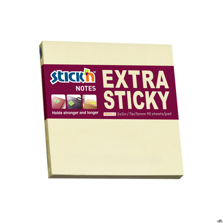 Notes samoprzylepne EXTRA STICKY 76x76 Żółty pastel 90 kartek STICK N 21660