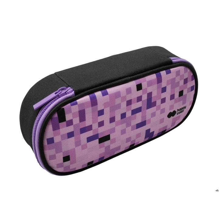 Piórnik saszetka z 1 zamkiem i klapką wewnętrzną, owalny, PIXI violet, Happy Color HA 2213 4510-PI2