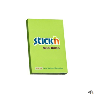 Bloczek STICKN 76x51mm zielony neon 100k 21163 STICKN