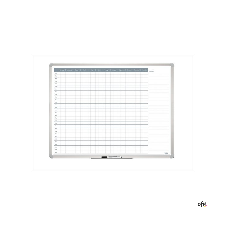 Tablica planer roczny 120 x 90 cm, rama aluminiowa, TP008 2x3