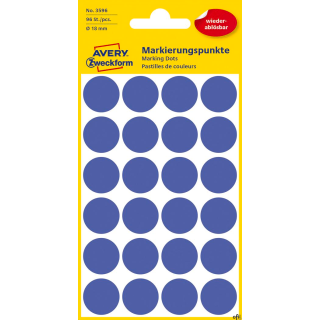 Kółka do zaznaczania niebieskie 18mm Usuwalne, Avery Zweckform 3596